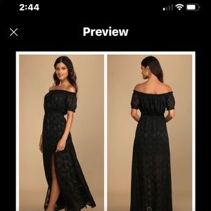 Lulus Shining Time Black Floral Jacquard Off-the-Shoulder Maxi Dress never worn